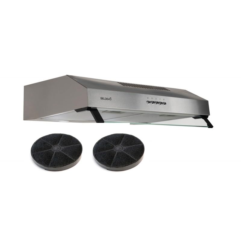 BELDEKO Hotte Casquette Visière 60 cm - Inox - 3 Vitesses Éclairage LED - Évacuation ou Recyclage - Marque Française