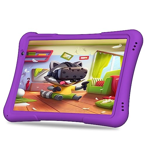 PRITOM 10 inch Kids Tablet Android 14 Tabletas 32GB, Quad-Core, 6000mAh, Large HD IPS Display, WiFi 6, Dual Camera, Bluetooth, Toddler Tablet for Kids Age 3+, Purple