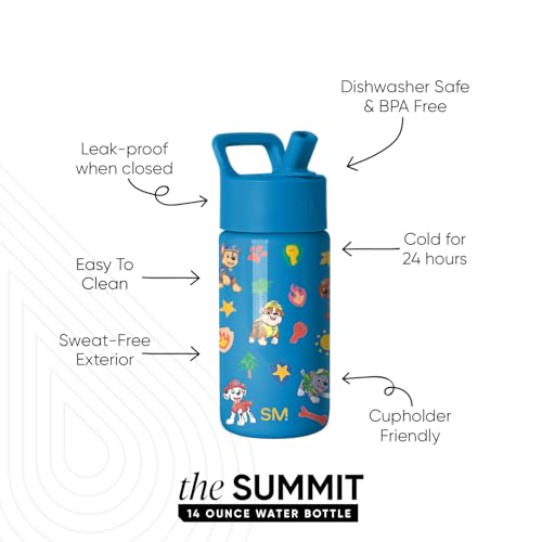 image for Simple Modern Paw Patrol Kids Water Bottle with Straw Lid | 14oz Insul