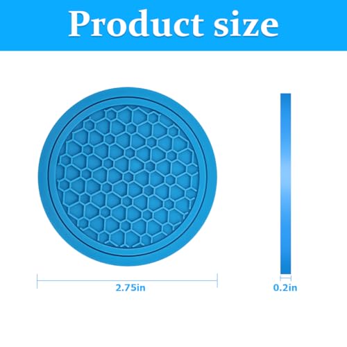 Image of Mandark 4PCS Car Cup Holder Coasters, 2.75 Inch Non-Slip Insert Water Bottle Holder Pads, Dustproof Automotive Interior Accessories Mat, Universal for Vehicles, Trucks, RVs and More (Light Blue)