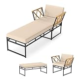ERGONOMIE ET CONFORT : Le dossier du fauteuil est incliné à 110° et associé à un coussin en mousse haute densité pour offrir un soutien optimal à votre corps et soulager la fatigue. Le coussin est doté de sangles antidérapantes et sa housse amovible facilite l'entretien, garantissant un confort durable.