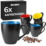 MIAMIO – MIAMIO - Kaffeetassen Set, Keramik (6x350ml, Schwarz-Bunt) -
