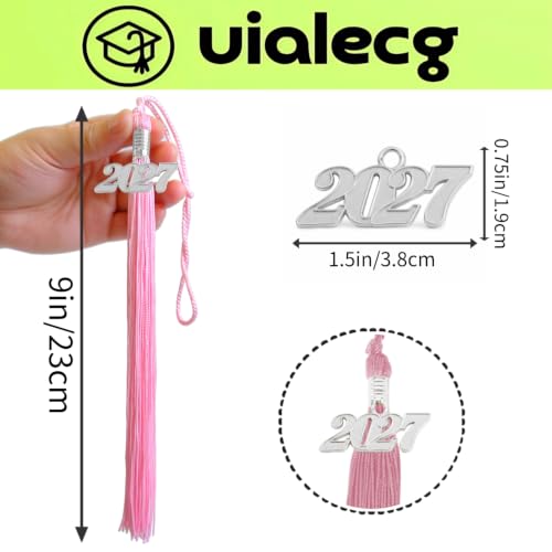Image of Graduation Tassel 2027 for Grad Cap,Pink Tassel with Silver Charm