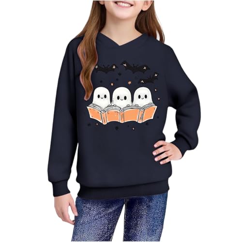 Girls Cute Casual Hoodies Halloween Ghost Hooded Sweatshirts Long Sleeve Oversized Pullover 2025 Winter Clothes4