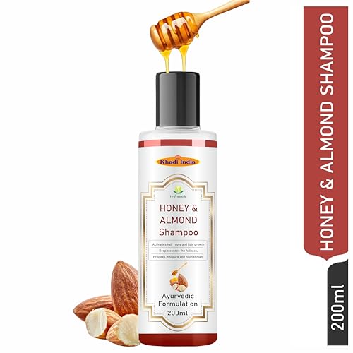 Image of Khadi Vedimatic Khadi Natural Honey & Almond Hair Shampoo for Controlling Hair Fall |Natural Shampoo for Healthy & Shiny Hair (Pack of 1, Honey Almond)