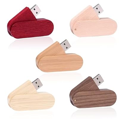 CarryBright Bulk Custom Wood USB Flash Drives with Logo and Text, Rotatable Wood Design with Custom Packaging. Suitable for Corporate Events, Trade Shows, Wedding Gifts, Business Gifts(50,8GB)