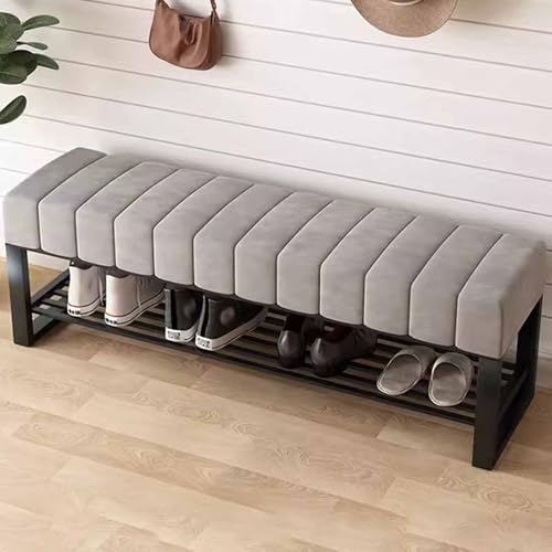 Banc à chaussures en métal et velours pour entrée compacte - 3