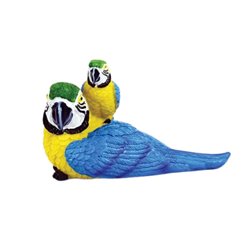 Wonderland Hand-Painted Tropical Blue and Gold Macaw Parrot Figurine – Decorative Exotic Bird Couple Statue for Home Office or Garden Decor-image-22