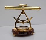 Telescopio de latón alidade con base de madera, brújula de tránsito, instrumento de topografía de peaje, decoración del hogar y la oficina, artículo de regalo