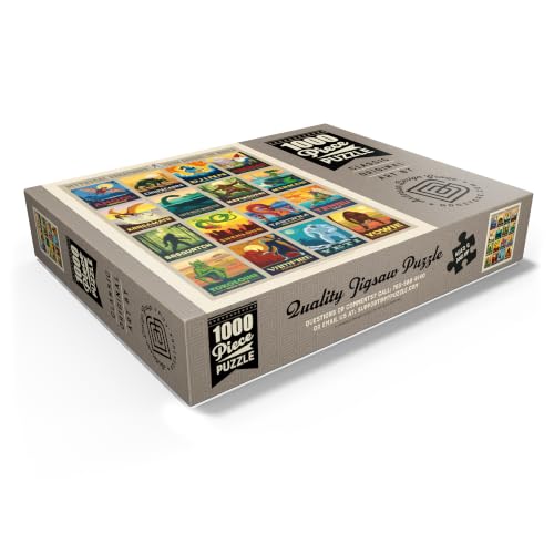 MyPuzzle Rompecabezas Premium de 1000 Piezas para Adultos, Criaturas Míticas de Todo el Mundo, Póster Vintage miniatura 3