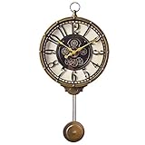 Maße: 27 * 57cm DAMAI STORE Arbeiten Sie Kreatives Wohnzimmer Wanduhr Schlafzimmer Haus Dekorative Retro Nostalgie Uhr- 27 * 57cm (Color : Gold)