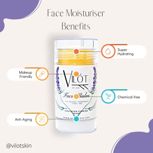 Vilot Skin Collagen Face Balm, Hydrating Daily Moisturizer, Anti-Aging, Face Oil Blend For Glowing Skin, Firming, Wrinkles, Slugging, Reduce Dark Spots - 2.4Oz #TOP6