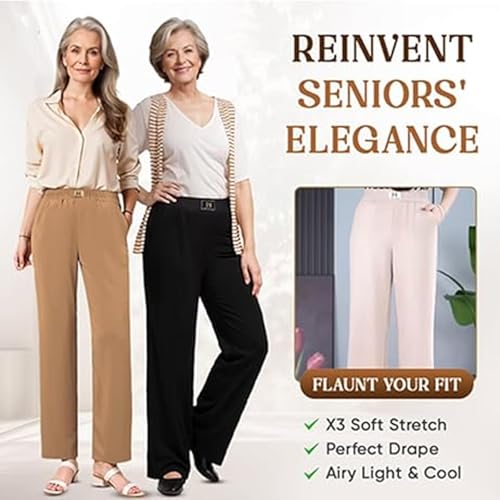 Linebalm Drape Pants, Linebalm Pants, Glamorease - Perfect Drape High Rise Pull-On StretchPants, for Senior Women2