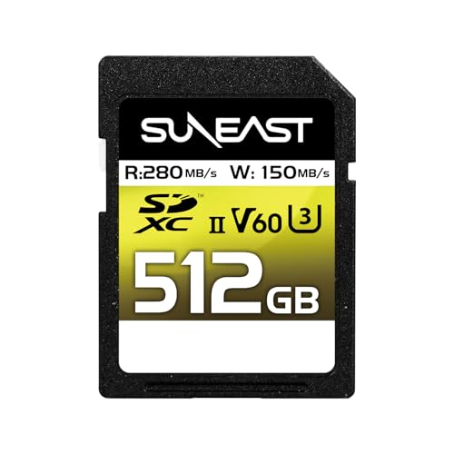 Image of SUNEAST Ultimate Pro 512GB SDXC UHS-II Memory Card - Up to 280MB /s, 150MB /s Write, V60, C10, U3, High Speed SD Card for 4K UHD 60fps Video, DSLR and Camera