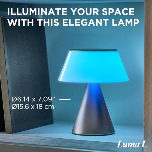 Lexon LUMA L LED Bedside Lamp, Large Wireless Touch Table Lamp with Dimmer and Sync Multi Lamps, 9 Light Colors Rechargeable - Image 2