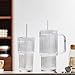 INSETLAN 26oz Ribbed Glass Tumbler with Handle & Lid – 2-Pack Large Iced Coffee Cups with Straws, Modern Glass Mug for Cold & Hot Beverages, Aesthetic Travel Cup for Smoothies, Tea, and Juice
