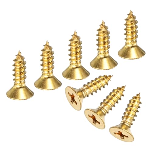 M METERXITY Tornillos de Madera de Latón M4 x 12mm, Paquete de 100, Cabeza Plana Phillips Autoperforante para Bisagras de Puerta y Reparación de Muebles miniatura 1