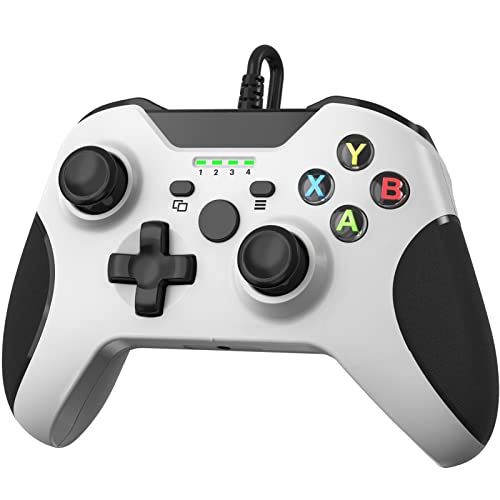 Controllo ergonomico e rapido del gioco: il design asimmetrico del joystick, l'impugnatura antiscivolo e il design del contorno si adatta alle tue mani. Il controller di gioco cablato di ricambio per xbox One offre alta sensibilità e prestazioni generali di risposta rapida, tutti i pulsanti sono facili da premere e rispondere immediatamente, con un buon feedback tattile per un maggiore comfort e un'esperienza di gioco senza fine.
