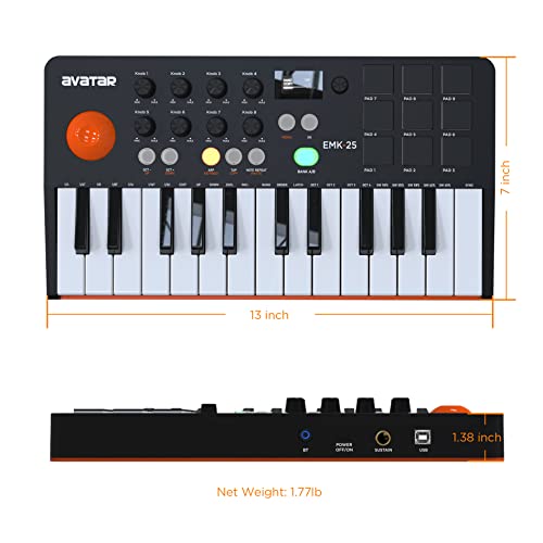 Hxw HXW-EMK-25-B Portable Bluetooth Midi Keyboard Controller thumb #5