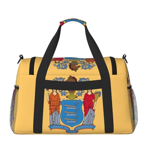 Flag Of New Jersey Print Duffle Bag, Personal Item Travel Bag For Airlines, Weekender Bags For Women, Sports Tote Bag2