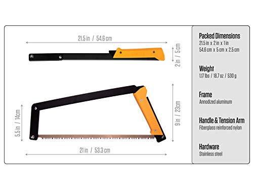 Agawa - Boreal21 -> 21 Inch Folding Bow Saw - Black Frame, Yellow Handle, 21" All Purpose Blade #TOP5