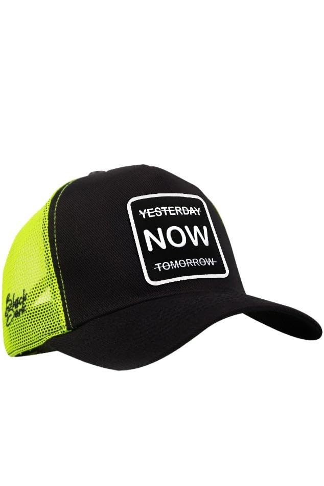 Gorra de Trucker Clásico con Parche Yesterday Now Tomorrow Bordado en Verde Neón