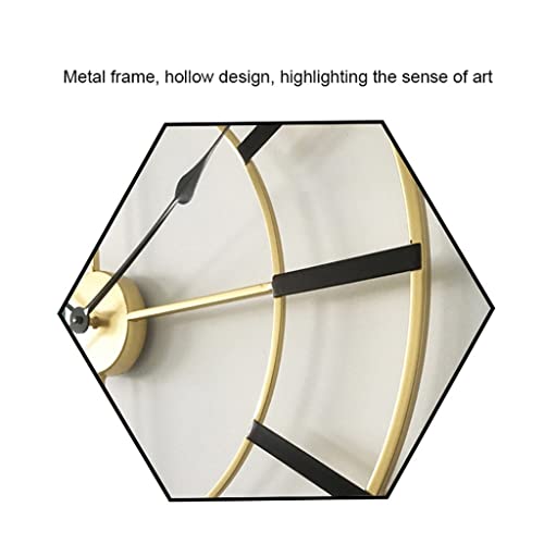 Horloge murale dorée de 60cm pour salon, pendule à quartz silencieuse - 4