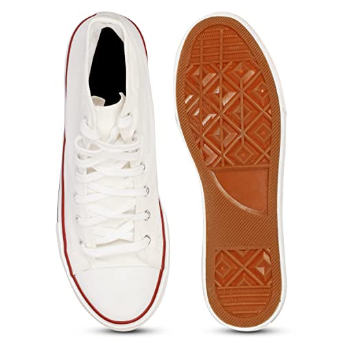 Image of MOZAFIA Men's High-Top Canvas Sneakers - Stylish, Comfortable Lace-Up Casual Shoes, Durable Fashion Streetwear Kicks.