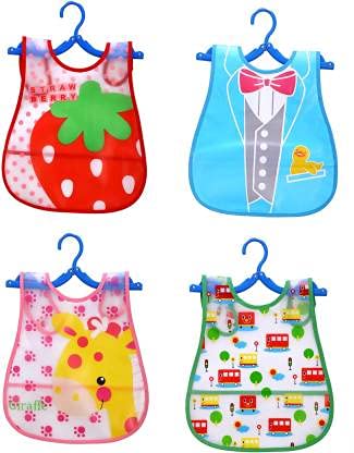 BabyGo Waterproof Baby Bibs | Fast-Dry Spill-Resistant Cotton Apron Bibs for 6–12 Months, Gentle & Reusable Feeding Bibs for Boys & Girls, Easy-to-Wash Mealtime Bibs | Set of 4 (Multicolor) - Image 3 thumbnail