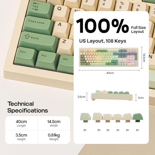 Image of MechLands Aula S102 Membrane Gaming Keyboard with Number Pad, 100% Full Size Layout, USB-C Wired, RGB Backlit, Creamy Silicone Structure, Silent Keyboard for PC Game /Office (Yellow)