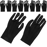 OATIPHO 10 Paar Schwarze Atmungsaktive Polyester Schmuckhandschuhe mit Dreirippen Design Staubschutz für Juwelierarbeiten Uhren und Antiquitätenpflege
