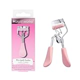 Brushworks Pro Lash Eyelash Curler with Built-In Comb - Precision Lash Separator & Curler for Fanned Out Lashes, Long-Lasting, Eye-Opening Lift, Stainless Steel, Pink, Easy to Use, Salon Style Results