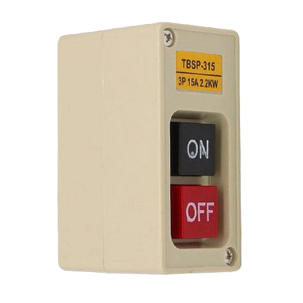 ATORSE® Tbsp-315 3 Phase 2.2Kw 15A Power Push Button Switch Station On/Off Lock Tend