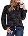 Boho Tops for Women Plus Size Spring Fall Outfits 2025 Travel Essentials Trendy Flower Lace Dressy Casual Blouses Long Sleeve Shirts Womens Fashion Black 3XL