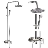 Brushed Nickel Shower Set 8-Inch Rainfall Shower Head Sinlge handle Shower Faucet Kit with Hand Held Spray High End Luxury