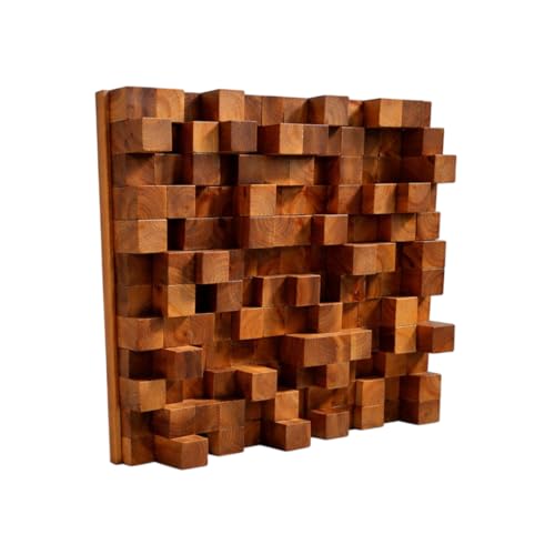 Image of Timber Acoustics Skyline Sound Diffuser | Sound Diffusion | Pine-wood | Noise Reduction and Acoustic Room Treatment (Single) (60 X 60 X 12 cm) (Sheesham)