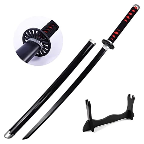 LIUD Tanjiro Samurai Sword Set Katana Sword Wood Demon Slayer Cosplay Tanjiro Halloween Prop Demon Slayer Sword Anime Fans Xmas Birthdays Gifts Wooden Sword Collectibles/ 41 Inch Cover