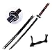 Samurai Schwert Holz Katana Demon Slayer 104cm Tanjiro Cosplay Katana Schwert Set Halloween Requisiten Waffen Kinder Holzschwert Anime Ninja Schwert Spielzeug Anime Fans ( Color : With Knife Holder )