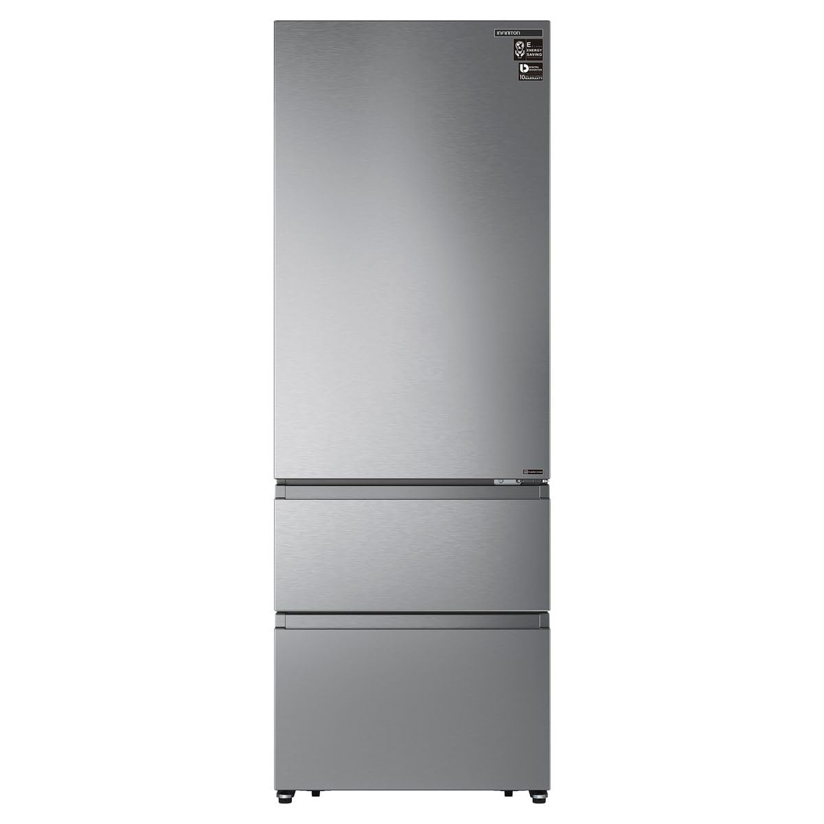 INFINITON Frigorifico Francés FRD-456WT20XEN, E, 200 cm, Ancho de 70 cm, No Frost, Inverter, Fast cooling, Fast freezing, Inox