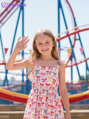 WELAKEN Girls Summer Dresses Flutter Sleeve Criss Cross Back A-Line Sundress3