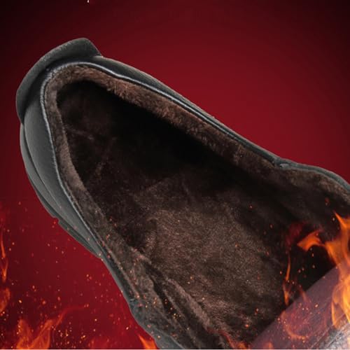 Men's Leathe Shoes, Fur Lining Casual Cowhide Lace-Up Shoes Winter Soft Bottom Low Top Cotton Shoes Warm Non-Slip Walking Comfortable Mens Shoes3