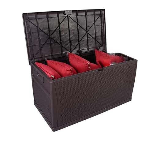 ZXZMX 収納ボックス 屋外収納ボックス 収納庫 環境に優しいPP素材 底に滑車付き 便利 省スペース 鍵穴付き 長方形 正方形 倉庫 大容量 多目的 460L 300L 多色展開 屋外 庭 芝生 ゴミ掃除(ブラウン大型)