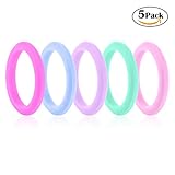 Silicone Wedding Ring for Women, Comfortable Fit Silicone Wedding Bands Rubber Rings for Active Sports Women, Non-toxic, Antibacterial, Breathable