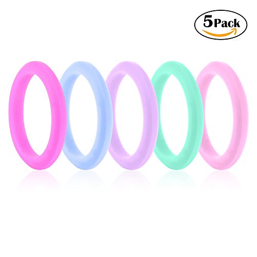 Silicone Wedding Ring for Women, Comfortable Fit Silicone Wedding Bands Rubber Rings for Active Sports Women, Non-toxic, Antibacterial, Breathable