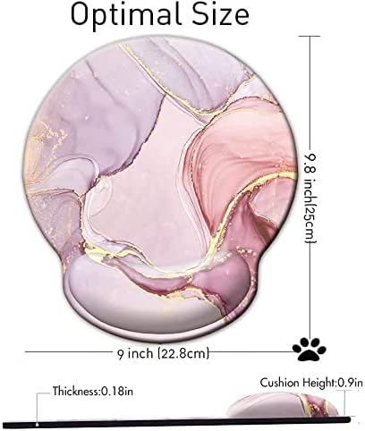 Mouse Pad with Wrist Rest Support, Custom Original Memory Foam Wrist Rest Pad Non-Slip Ergonomic Desk Gaming Mouse Mat for Home & Office (Marble Pink Purple)