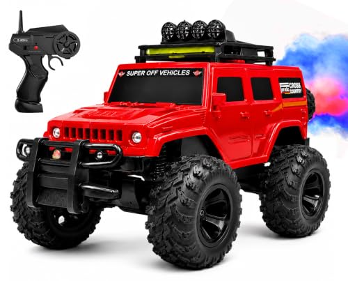 Image of Off Road RC Monster Car for Kids | 4x4 Remote Control SUV Truck | LED Lights | USB Type-C Charging | Lithium Battery | 2.4GHz Controller | High Speed Off Roader | Red | Made in India