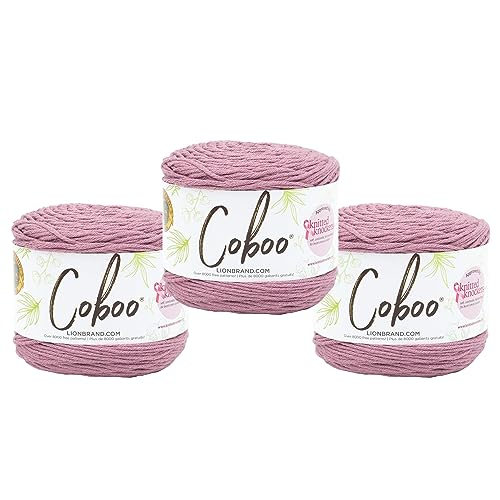 Image of Lion Brand Yarn, Coboo Cotton Blend Crochet Yarn, Plume, Purple, 3 Pack
