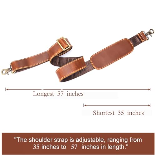 Image of Full Grain Leather Bag Strap Replacement - Adjustable Shoulder Strap for Messenger Briefcase Duffle Crossbody Bags