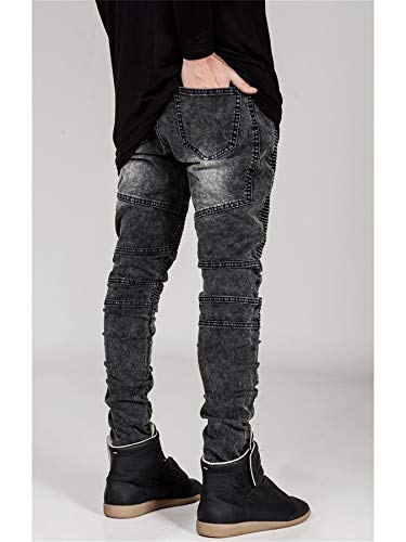 Andongnywell Men's Ripped Slim Straight Fit Biker Jeans Skinny Fit Distressed Denim Pants with Zipper Trousers4