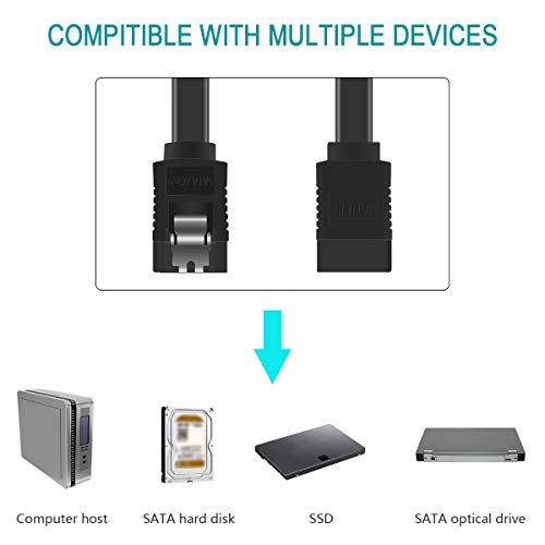 Image of BENFEI SATA Cable III, 12 Pack SATA Cable III 6Gbps Straight HDD SDD Data Cable with Locking Latch 18 Inch Compatible for SATA HDD, SSD, CD Driver, CD Writer - Black